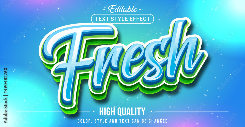 Poster editable text style effect - fresh blue and green text style theme.