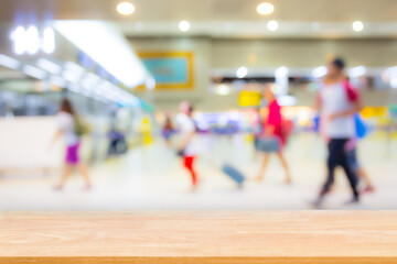 Abstract Natural wood table floor with Passengers Traveler Check in  flight at the counter Airport : Top view of plank wood for graphic stand product, interior design or montage
