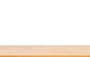 Abstract Natural wood table texture isolated on white background : Top view of plank wood for graphic stand product, interior design or montage display your product