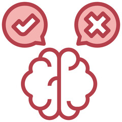 DECISION MAKING red line icon,linear,outline,graphic,illustration