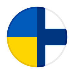 round icon with ukraine and finland flags isolated on white background