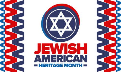 Jewish American Heritage Month. Jewish American contribution to the history United States. Celebrated annual in May. Star of David. Israel symbol. Vector poster, creative illustration