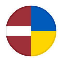 round icon with latvia and ukraine flags isolated on white background - obrazy, fototapety, plakaty