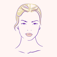 Beautiful female face with short haircut. Fashion vector illustration