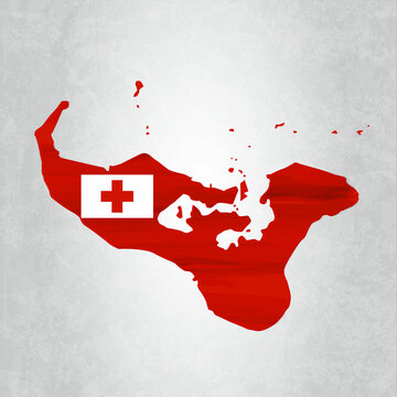 Tonga map with flag