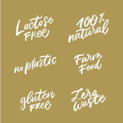 Vegan menu sign for cafe menu. Handmade lettering sticker design with green leaf.