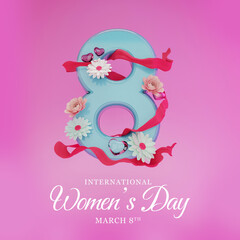 3D illustration International Women's Day Celebration 