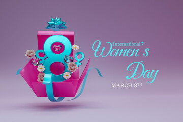 3D illustration International Women's Day Celebration 
