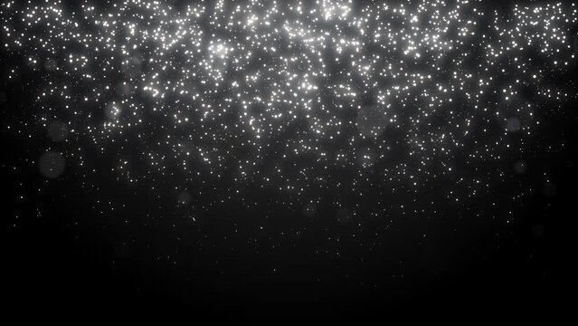 Abstract glowing silver dust particles endless animation. Glitter luxury premium seamless loop background. Flowing digital particles. Christmas background design. Motion graphic