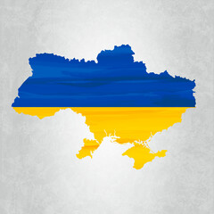 Ukraine map with flag