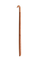 wooden spoon for handmade shoes on a white background, there is a place for writing