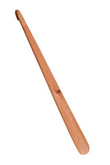 wooden spoon for handmade shoes on a white background, there is a place for writing