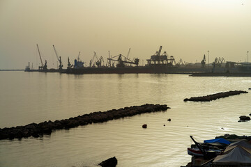 Taranto, Apulia, Italy: the harbor at evening