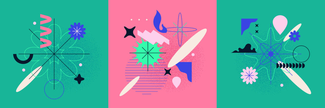 Abstract geometric background. Design poster with the flat figures. A stylish template for further creativity.