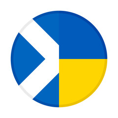 round icon with scotland and ukraine flags isolated on white background