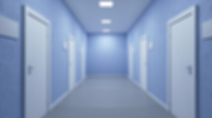 The Corridor in office building. 3D rendering. Abstract blur phototography.
