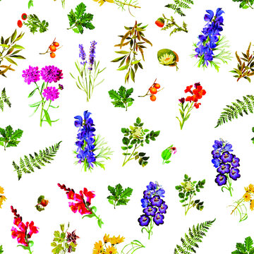 Beautiful repeated Seamless flower garden theme pattern with another floral, botanical and leaf image assets, fall, t-shirts, texture perfect for mugs, fabrics, packaging, POD etc free Vector
