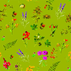 Beautiful repeated Seamless flower garden theme pattern with another floral, botanical and leaf image assets, fall, t-shirts, texture perfect for mugs, fabrics, packaging, POD etc free Vector