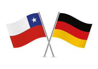 Chile and Germany flags. Chilean and German flags, isolated on white background. Vector icon set. Vector illustration. 