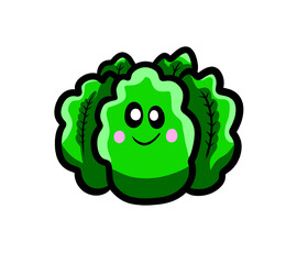 Stylized Happy Cartoon Cabbage