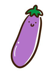 長なすのキャラクターのかわいい手書き風イラスト