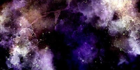 Abstract colorful background with paint adn Nebula an interstellar cloud of star dust. Starry deep outer space. Digital painted abstract design space of the galaxy ,atmosphere.
