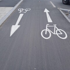 bicycle path marking on the street