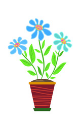 Color image of stylized flowers. Stamp, print on fabric, design, background.
Vector drawing.