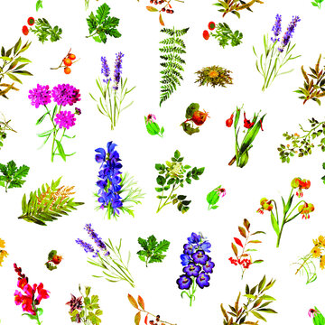 Beautiful repeated Seamless flower garden theme pattern with another floral, botanical and leaf image assets, fall, t-shirts, texture perfect for mugs, fabrics, packaging, POD etc free Vector