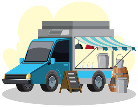 Flea market concept with a food truck