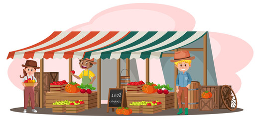 Flea market concept with fruit store