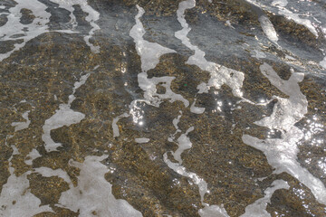 Mediterranean sea shore water with foam