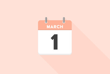 Fototapeta na wymiar 3月1日のかわいい日めくりカレンダー - MARCH・決算月のイメージ素材 