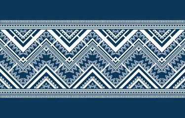 Poster Abstract ethnic pattern traditional. Geometric pattern in tribal. Border decoration. Design for background, wallpaper, vector illustration, textile, fabric, clothing, batik, carpet, embroidery. © Anawin