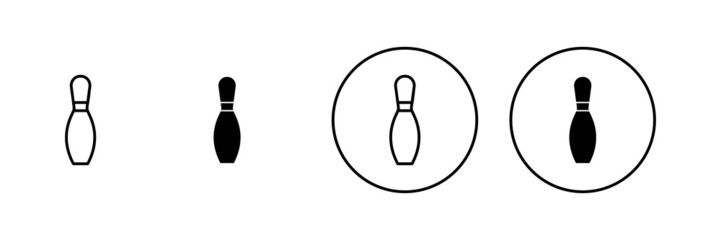 Bowling icons set. bowling ball and pin sign and symbol.
