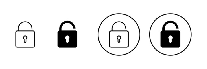 Unlock icons set. Unlock sign and symbol. unlocked padlock icon