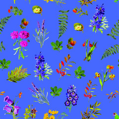 Obraz na płótnie Canvas Beautiful repeated Seamless flower garden theme pattern with another floral, botanical and leaf image assets, fall, t-shirts, texture perfect for mugs, fabrics, packaging, POD etc free Vector