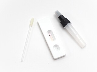 Photo of Antigen test kit (ATK) for examine covid-19 on white background