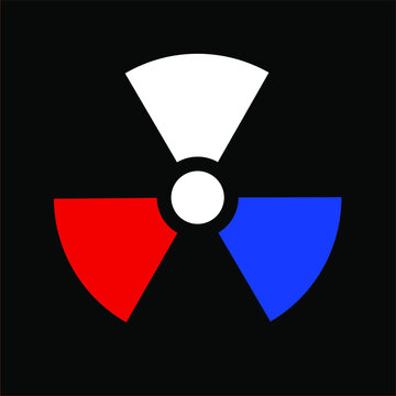 Vector concept illustration of nuclear war with nuclear symbol and Russian flag.