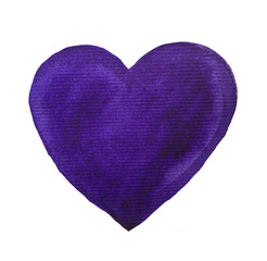 purple watercolor heart. romantic watercolor illustration