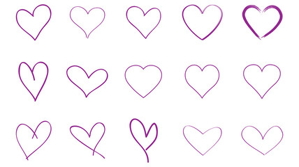 Heart contour vector. Violet hand drawn love icon isolated. Paint brush stroke heart icon. Hand drawn vector for love logo, heart symbol, doodle icon and Valentine's day. Painted grunge vector shape