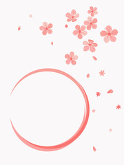 Cherry blossom Sakura flower and circle sign on pink background vector.