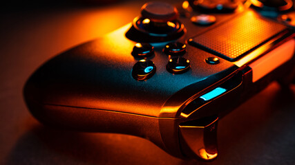 Wireless game controller. Computer gamepad for video games. close-up