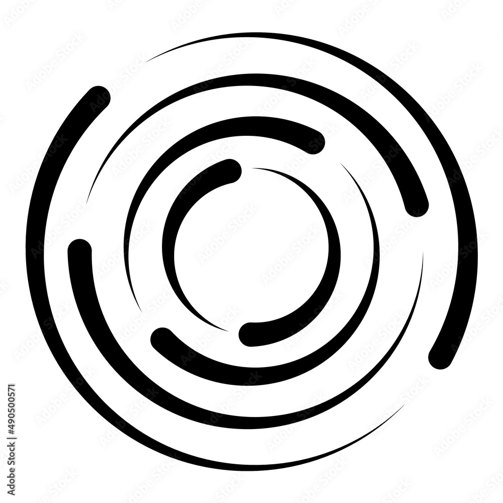 Poster concentric circle swirl line radius, circle rotation icon