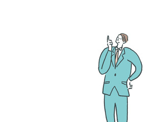 スーツを着た若い男性、カラー（横、右配置）