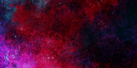 Nebula and stars of night sky banner. Abstract space colorful background. Abstract watercolor background. Vintage paper textured aquarelle canvas for modern creative design. Grunge multicolor texture.