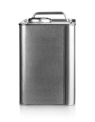 Metal container for motor oil isolated onwhite background