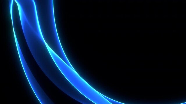 Abstract colorful wavy background in blue color ob black backdrop. Modern colorful wallpaper. Seamless loop animation. 3d rendering.