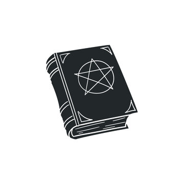 Satanic Book Icon Silhouette Illustration. Manuscript Occultism Esoteric  Vector Graphic Pictogram Symbol Clip Art. Doodle Sketch Black Sign.