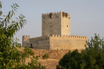 Fototapeta na wymiar Tiedra medieval castle in the route of the castles in a sunny day, Castilla y León, Spain